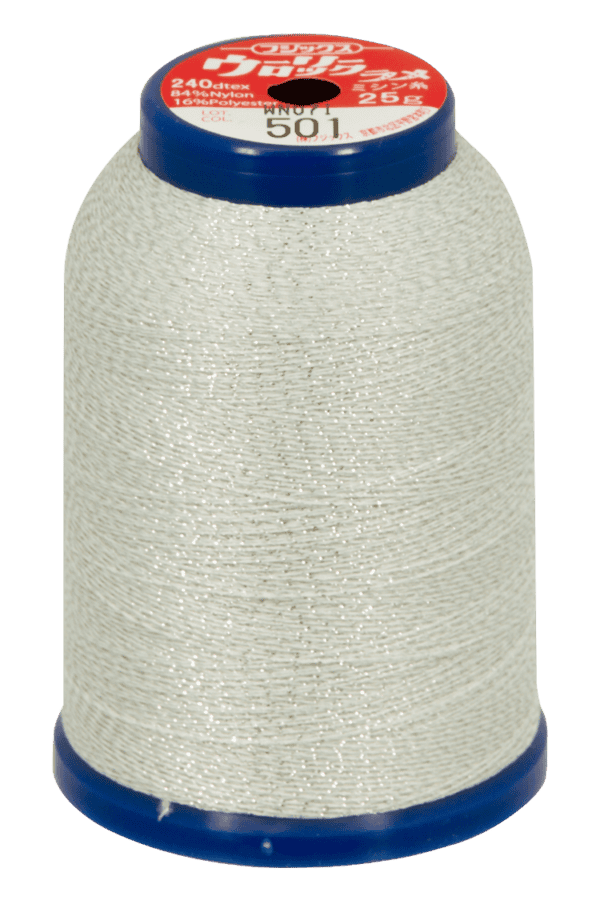 Metallic wooly nylon wit