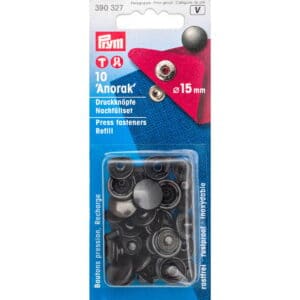 Anorak drukknoop (15 mm) - zwart oxide