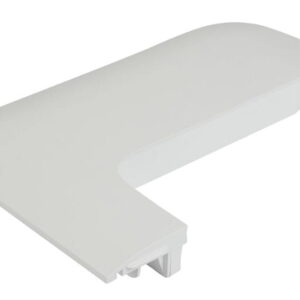 White curved plastic furniture bracket with a hollow, right-angled notch for mounting